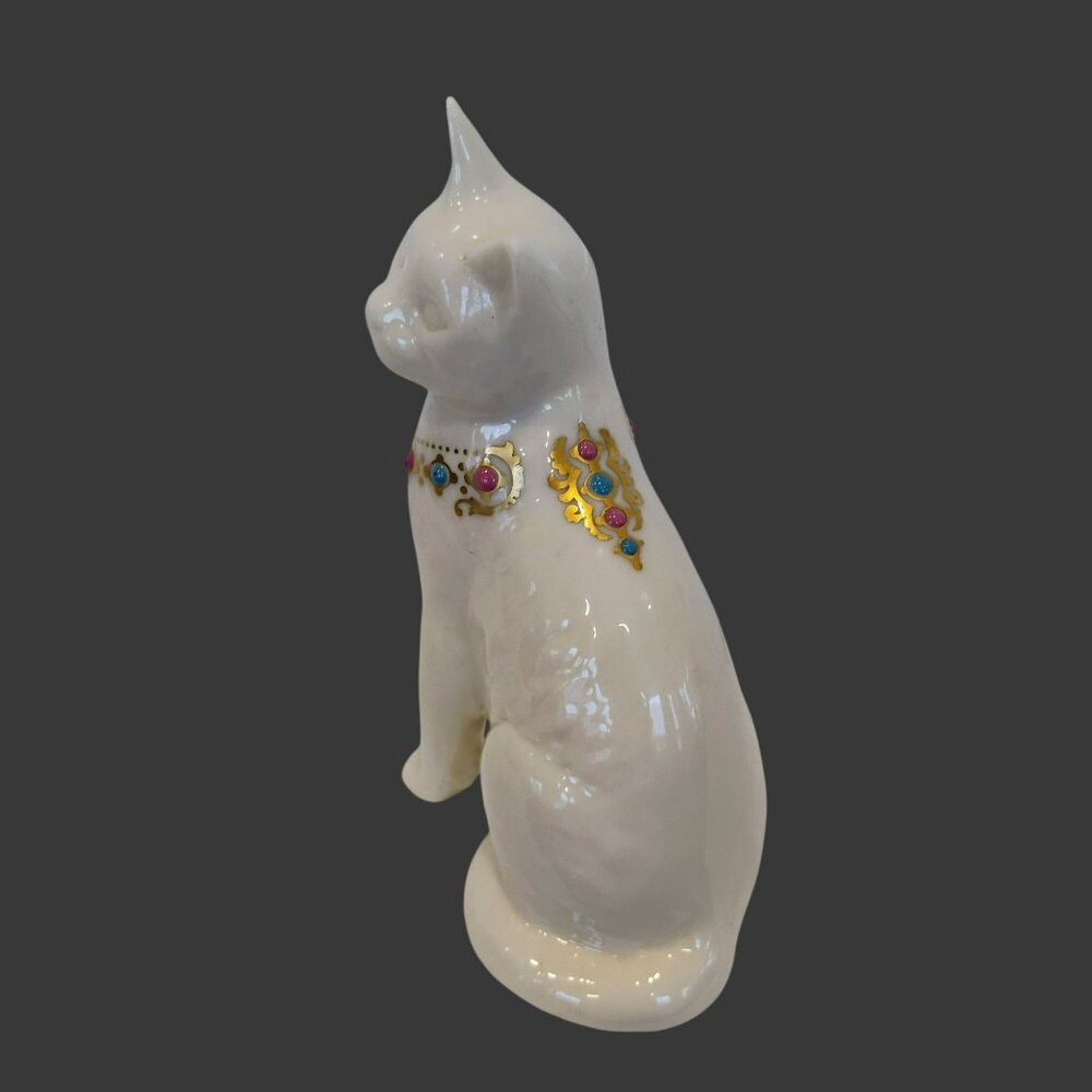 Lenox China Jewels Collectible Cat Figurine, Vintage 1994 White Gold Kitten 5" - Picture 4 of 7
